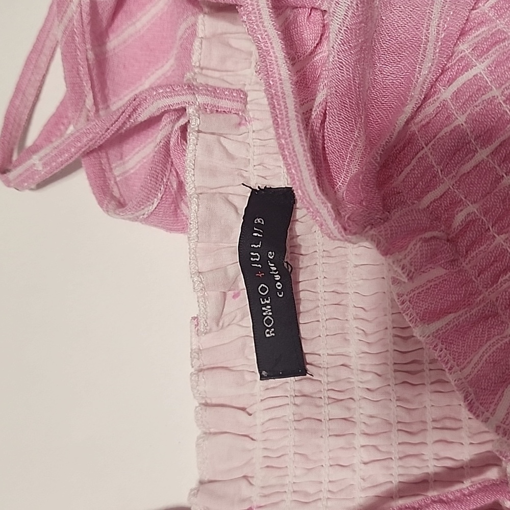 Romeo & Juliet Couture Pink & White Tiered Smocked Dress Sz M - Picture 4 of 5